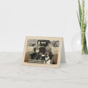 Driving Basset birthday card