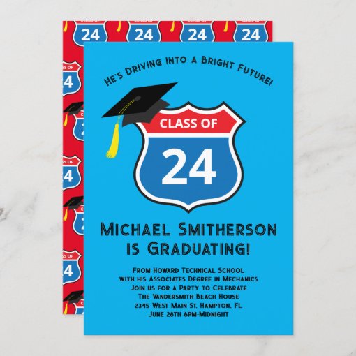 Driving Car Mechanic Graduation Party Invitation Zazzle