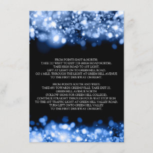 Driving Directions Sparkling Lights Sapphire Blue Invitation