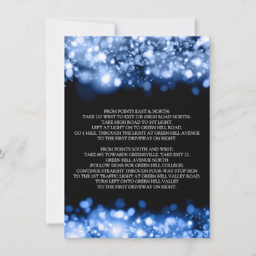 Driving Directions Sparkling Lights Sapphire Blue Invitation