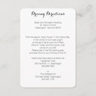 Driving Directions Wedding Enclosure Cards