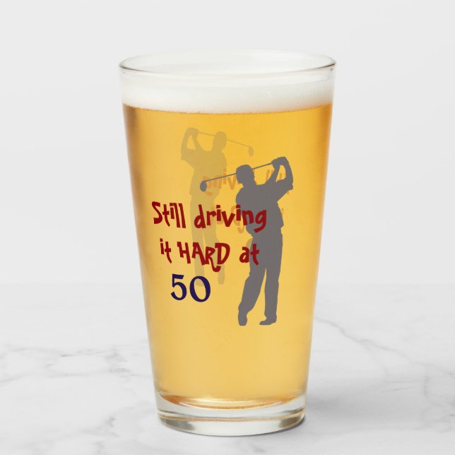 Driving Golf Hard at 50 Glass (Front Filled)