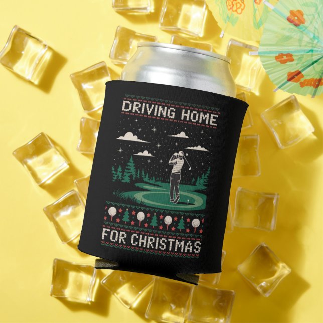 Driving Home For Christmas Golf Funny Ugly Xmas  Can Cooler (In Situ Summer)