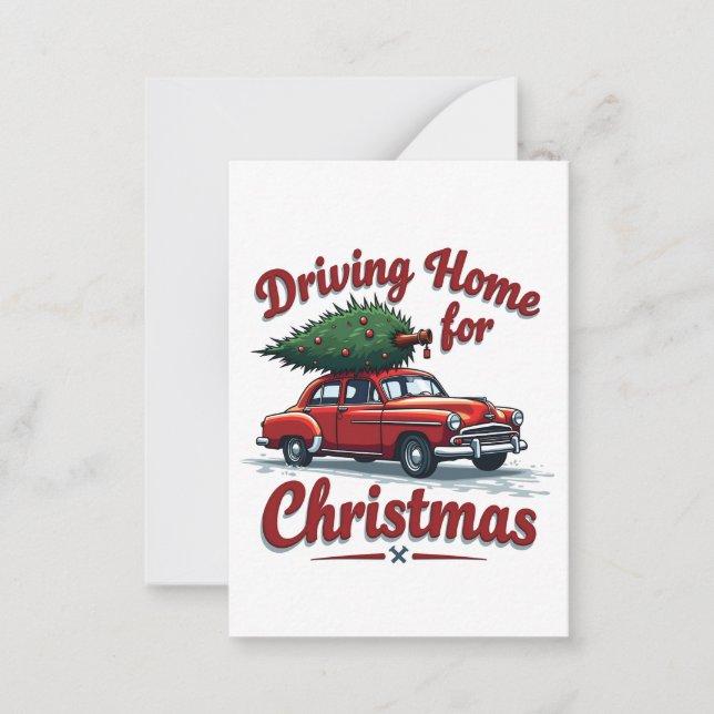 Driving Home For Christmas Truck Xmas Tree  Note Card (Front)