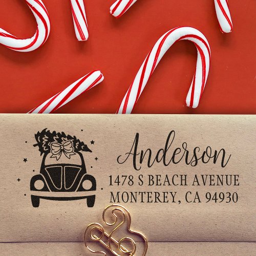 Driving Home ForChristmas Return Address  Rubber Stamp