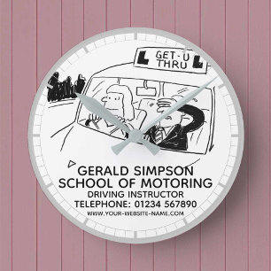 Driving Instructor Driving School Round Clock