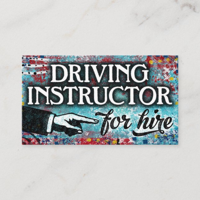 Driving Instructor For Hire Business Cards - Blue  (Front)