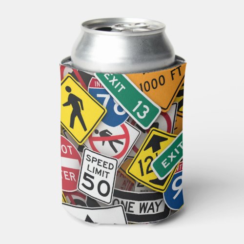 Driving Instructor Fun Road Sign Collage Can Cooler