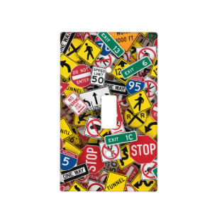 Driving Instructor Fun Road Sign Collage Light Switch Cover