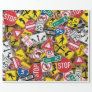 Driving Instructor Fun Road Sign Collage Wrapping Paper