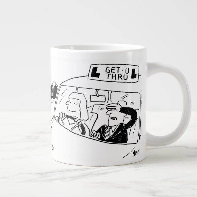 Driving Instructor or Examiner Cartoon Giant Coffee Mug (Right)