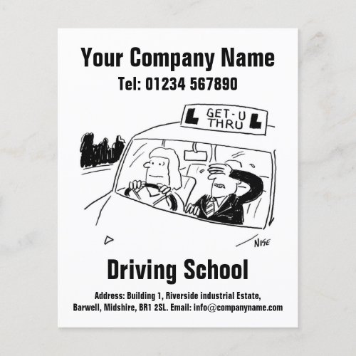 Driving Lessons Driving School Cartoon Design Flye Flyer