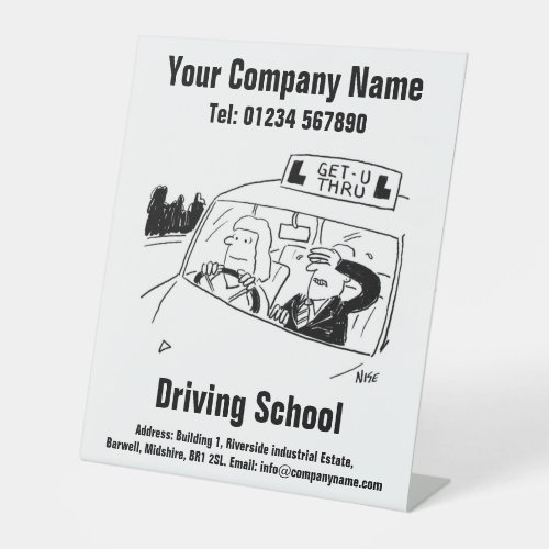 Driving Lessons Driving School Cartoon Design Pedestal Sign