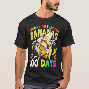 Driving My Teacher Bananas for 100 Days Funny Scho T-Shirt