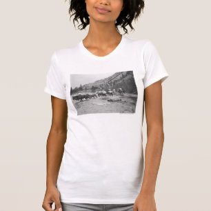 Driving pack mules across a river T-Shirt