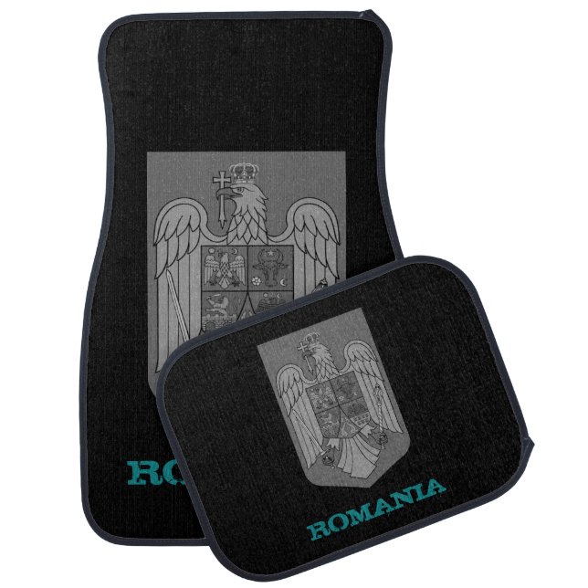 Driving Romania & Romanian coat of arms / flag Car Floor Mat (Set)