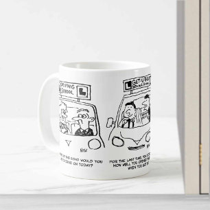 Driving School. 3 Driving School Cartoons. Coffee Mug