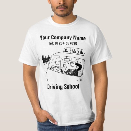 Driving School Cartoon to Personalise T_Shirt