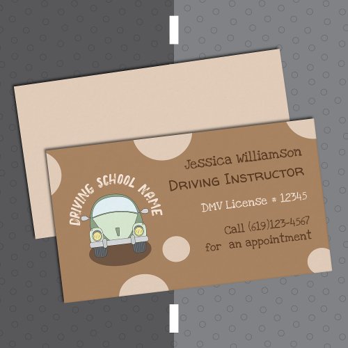 Driving School Instructor Brown Business Cards
