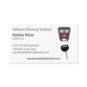 Driving School Instructor Car Keys Business Card