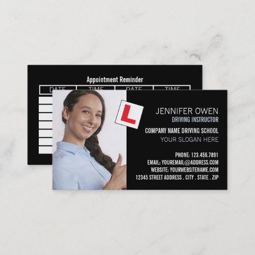 Driving SchoolInstructor Photo Appointment Business Card