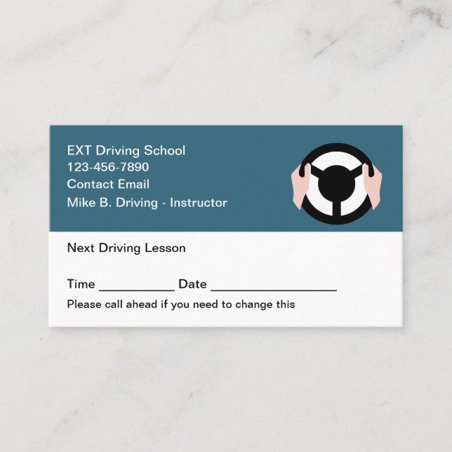 Driving School Next Appointment Cards (Front)