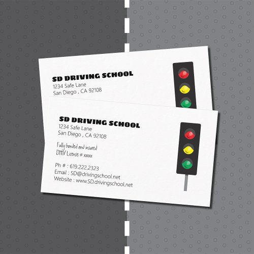 Driving School  Traffic Light Business Cards