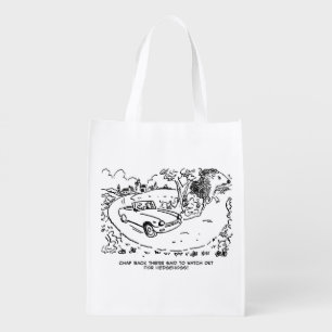 Driving Sports Car in Countryside with Hedgehog Grocery Bag
