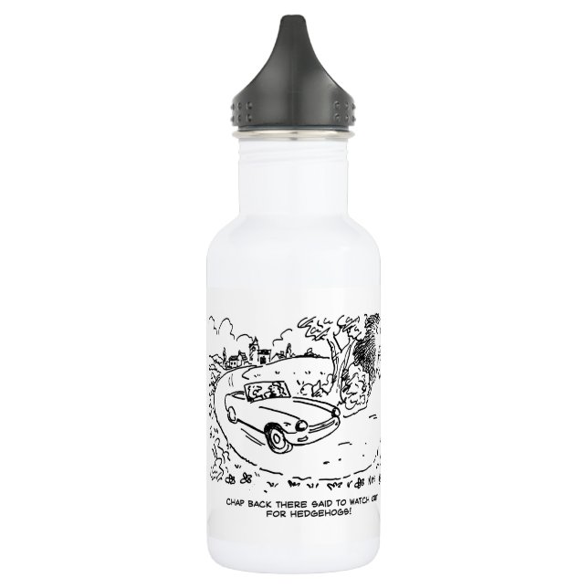 Driving Sports Car in Countryside with Hedgehog St Stainless Steel Water Bottle (Left)