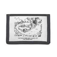 Driving Sports Car in Countryside with Hedgehog Trifold Wallet