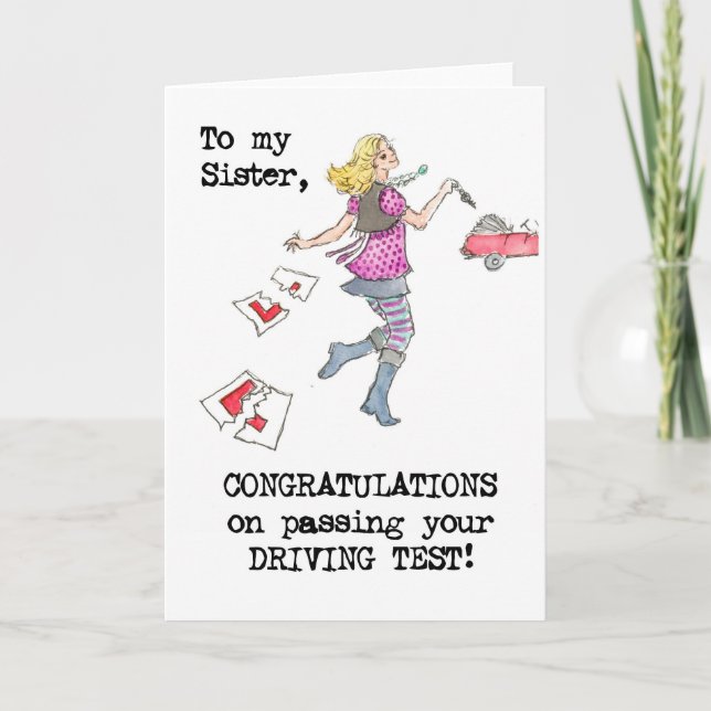 Driving Test Congratulations Card for Sister (Front)