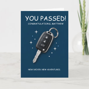 Driving Test Navy Car Congratulations Personalized Card
