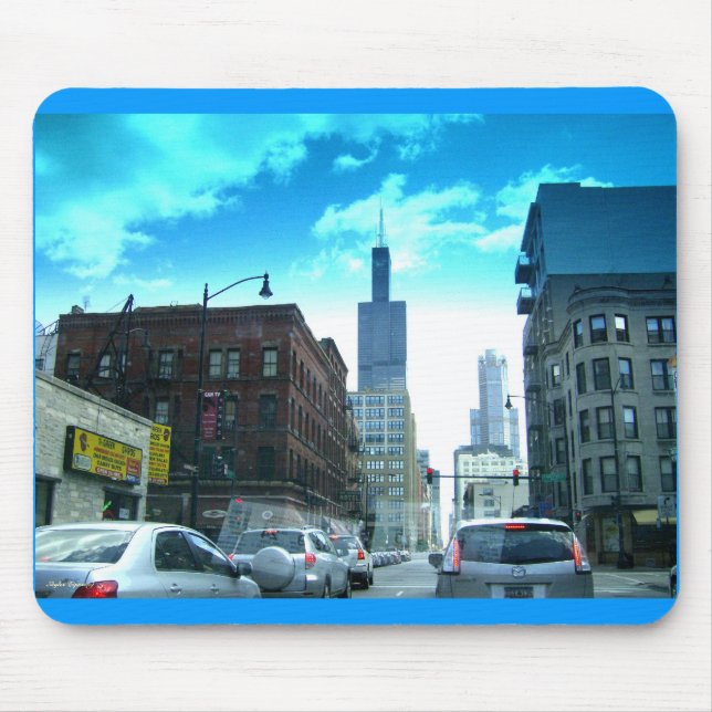 Driving Through Downtown Chicago Mouse Pad (Front)