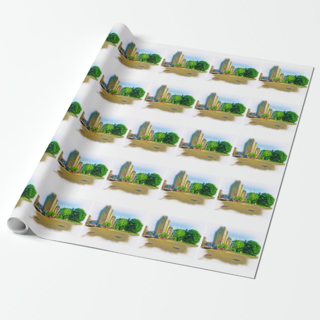 Driving Through Lincoln Avenue Wrapping Paper (Unrolled)