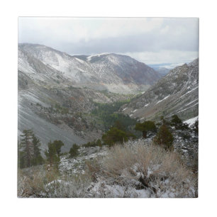 Driving Through the Snowy Sierra Nevada Mountains Ceramic Tile