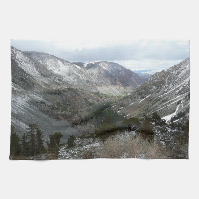 Driving Through the Snowy Sierra Nevada Mountains Kitchen Towel (Horizontal)