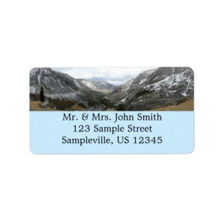 Driving Through the Snowy Sierra Nevada Mountains Label