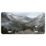 Driving Through the Snowy Sierra Nevada Mountains License Plate