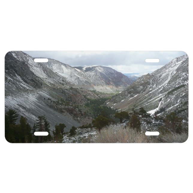 Driving Through the Snowy Sierra Nevada Mountains License Plate (Front)