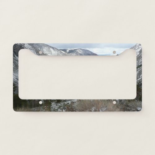 Driving Through the Snowy Sierra Nevada Mountains License Plate Frame