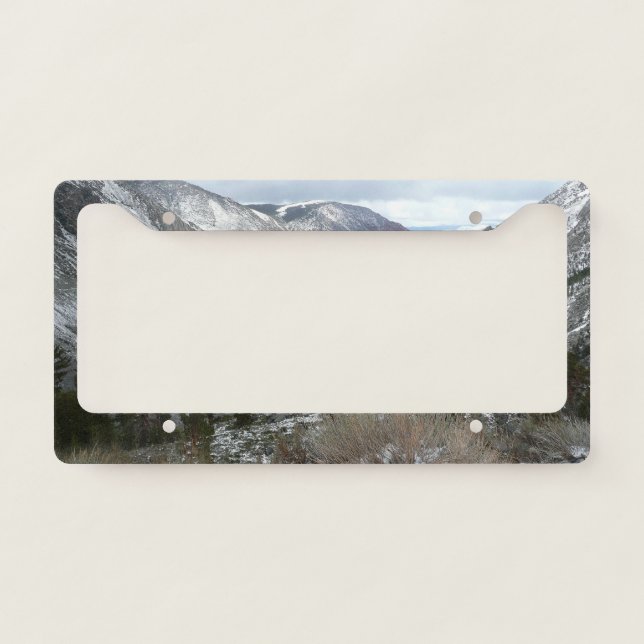Driving Through the Snowy Sierra Nevada Mountains License Plate Frame (Front)