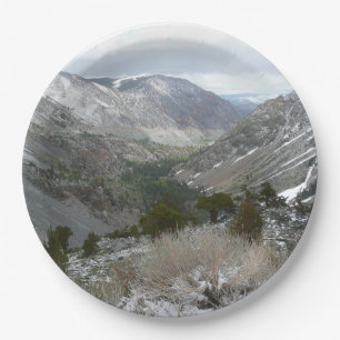Driving Through the Snowy Sierra Nevada Mountains Paper Plates