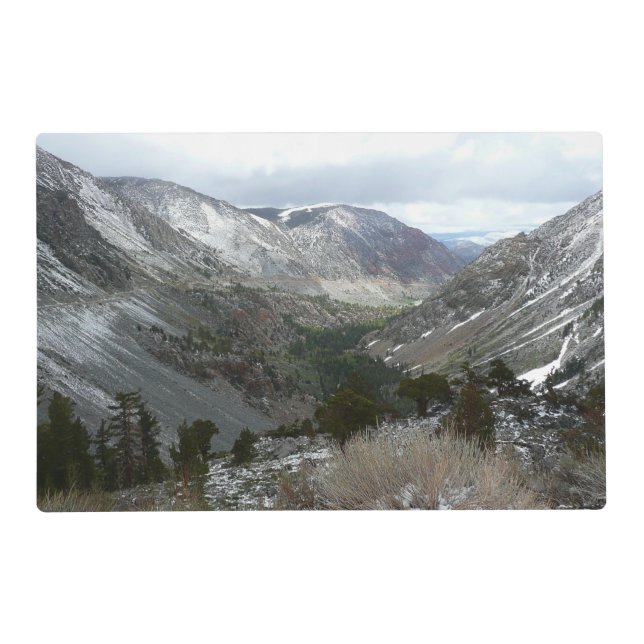 Driving Through the Snowy Sierra Nevada Mountains Placemat (Front)