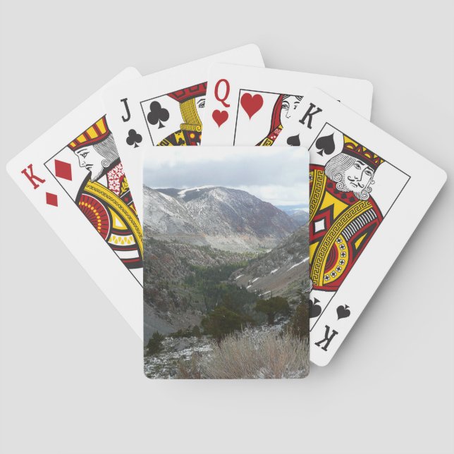 Driving Through the Snowy Sierra Nevada Mountains Poker Cards (Back)