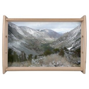 Driving Through the Snowy Sierra Nevada Mountains Serving Tray