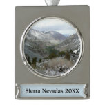 Driving Through the Snowy Sierra Nevada Mountains Silver Plated Banner Ornament