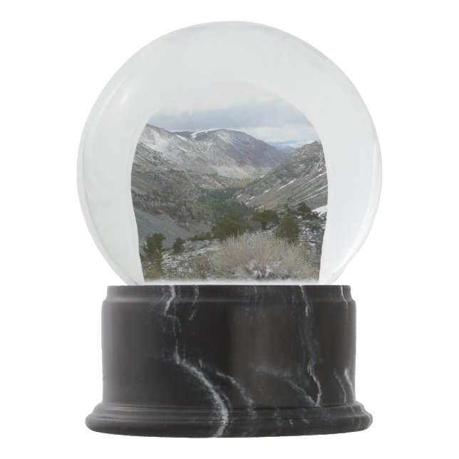Driving Through the Snowy Sierra Nevada Mountains Snow Globe (Front)