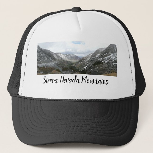 Driving Through the Snowy Sierra Nevada Mountains Trucker Hat (Front)
