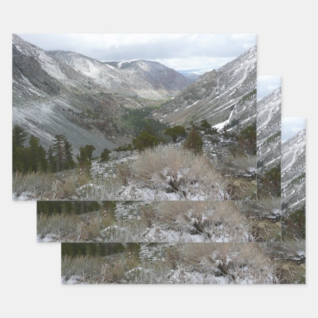 Driving Through the Snowy Sierra Nevada Mountains Wrapping Paper Sheets (Set)
