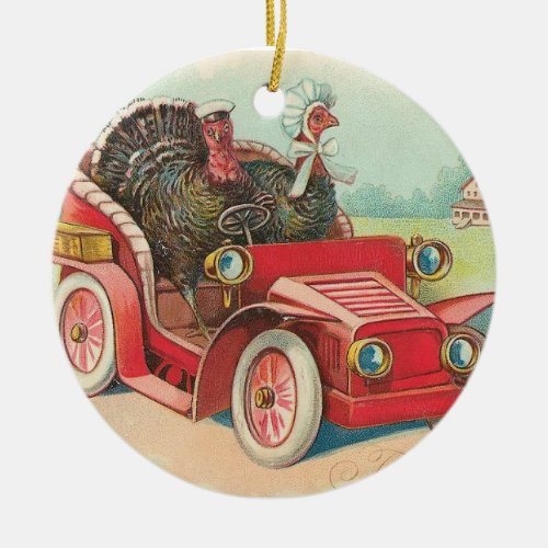 Driving Turkeys Thanksgiving Ornament